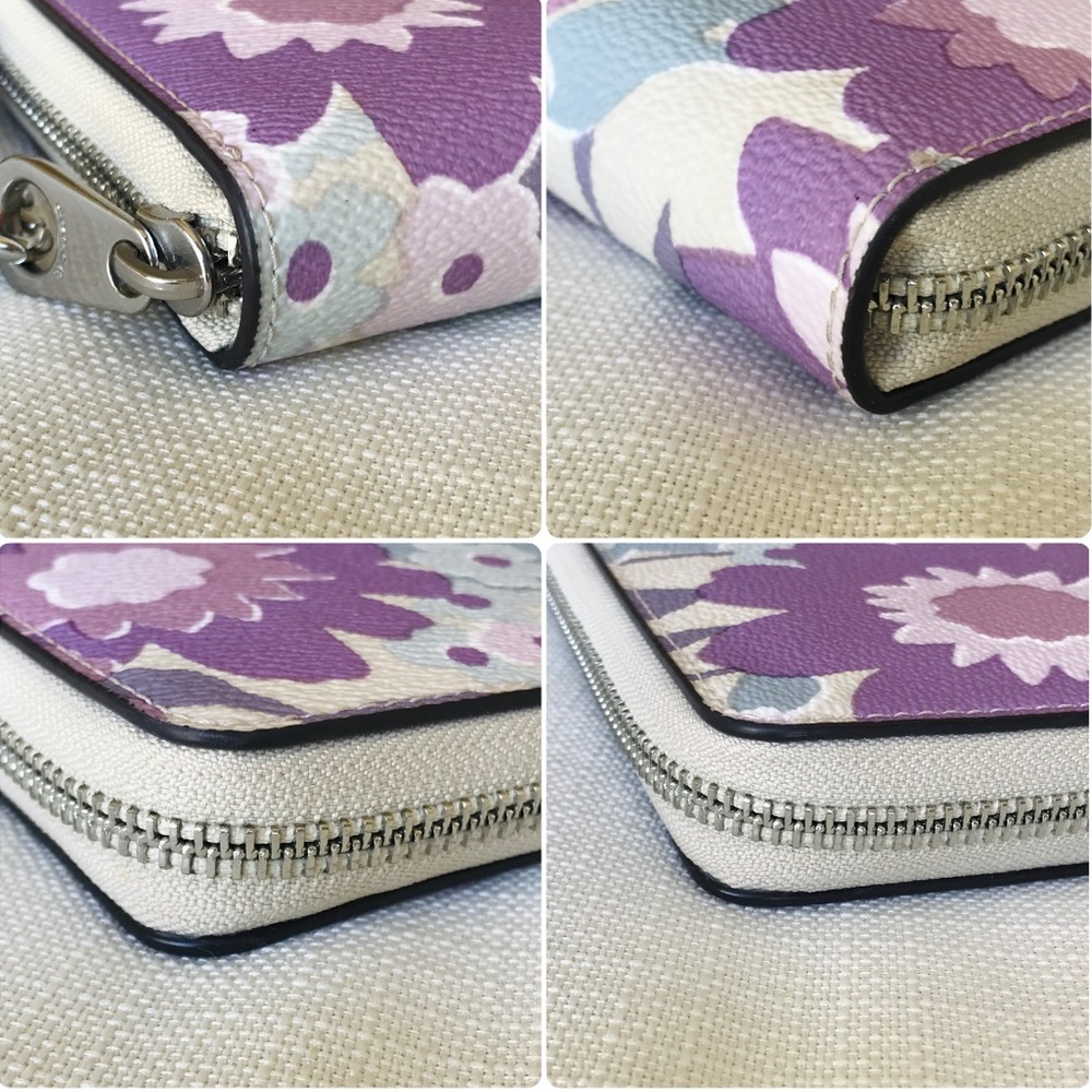 Coach Long Zip Around Wallet Purple Floral Print, Coated Canvas / Leather CBN95 - Picture 11 of 16
